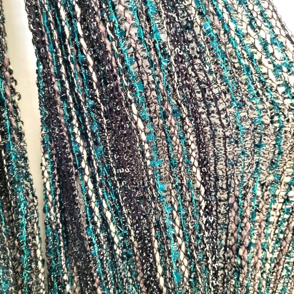 Turquoise, Gray, White & Black Infinity Scarf
